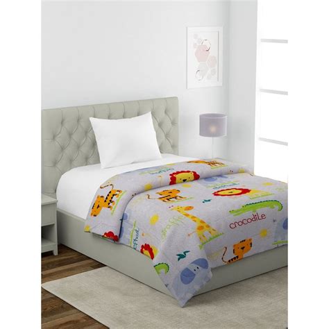 Buy HOSTA HOMES Grey & Green Cartoon Characters Heavy Winter 210 Gsm ...