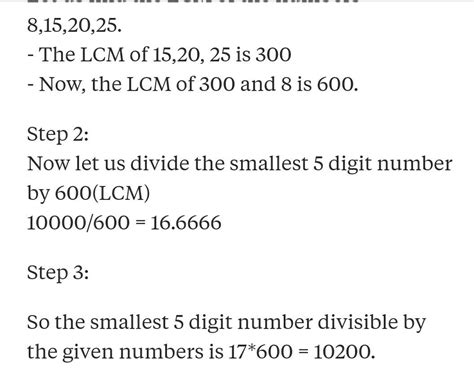Find the smallest 5 digit number divisible by 8,15,20,25 - Brainly.in