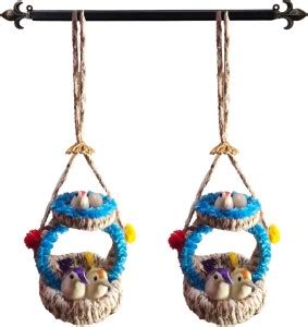 The Shine Store Artificial Jute Hanging Birds with Hanging Nest ...