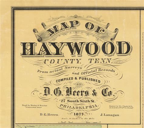 Map Cartouche, Haywood Co. Tennessee 1877 Old Town Map Custom Print ...