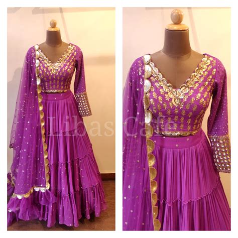 Purple Gathered Lehenga – LIBAS CAFE by NIDHI & ASHISH