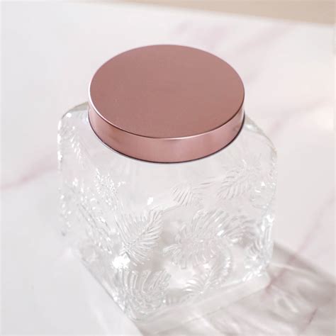 Set Of 4 Tropical Leaf Glass Airtight Jars With Lid 2 L Online ...