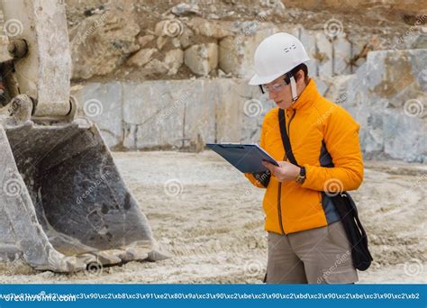 Female Geologist or Mining Engineer at Work Stock Image - Image of ...