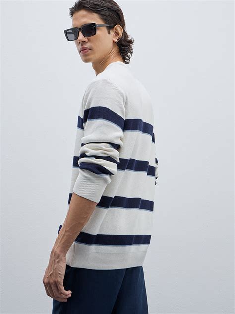 Buy Ascot Off-White Knitted Relaxed-Fit Cotton Sweater from Westside
