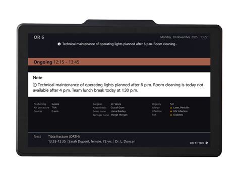Digital door sign - Getinge
