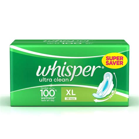 Whisper Ultra Clean Wings Sanitary Pads XL, 30 Count Price, Uses, Side ...