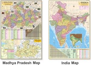 (Pack of 2) MADHYA PRADESH MAP and INDIA MAP. Both Map Size : 100x70 ...