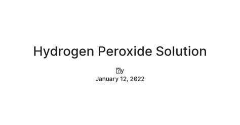 Hydrogen Peroxide Solution — Teletype