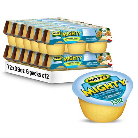 Mott's Mighty Pineapple Banana Applesauce, 3.9 oz, 72 Count Cups (12 ...