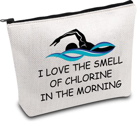 Swimmer Gift Swimming Makeup Bag I Love The Smell of Chlorine in The Morning Zipper Pouch for ...