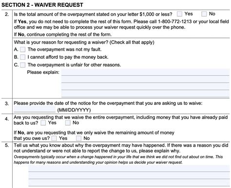 Form SSA 632-BK Instructions - Waiver of Overpayment Recovery