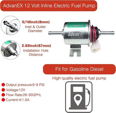 AdvanEX Electric Fuel Pump 12V Universal Low Pressure 5-9 India | Ubuy