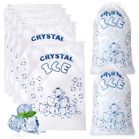 Ice Bags 10 lb with Drawstring, 50 Count Ice Bags for Ice Machine ...