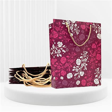 Pb PapyrusBolsys Paper Bags Flower Design Small Size Purple Pack of 12 ...