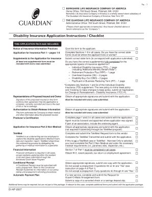 Fillable Online Disability Insurance Application Instructions ...