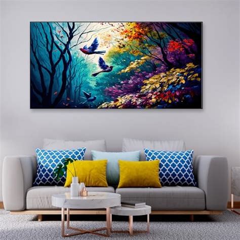 DEKORSTATION Digital Art Print forest with Birds Wall Painting|Floating ...
