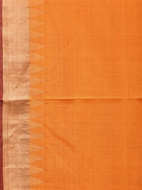 Orange Khadi Cotton Handloom Saree with Big Lotus Pallu Design kh0619 ...