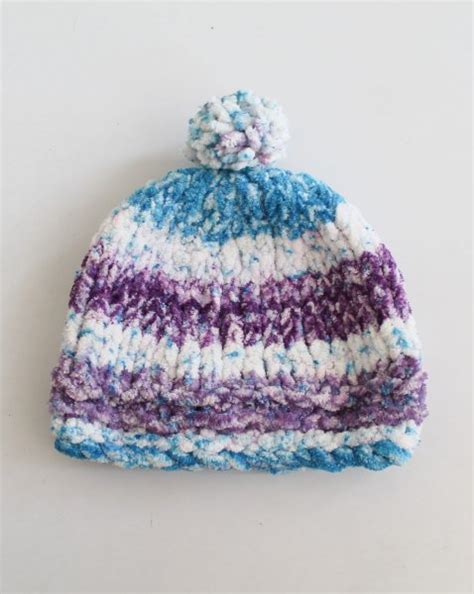 Hand Knitted Velvet Yarn Cap for Kids - Blue | Woonie