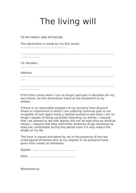 Get Your Free Living Will Printable Today! - Printables for Everyone