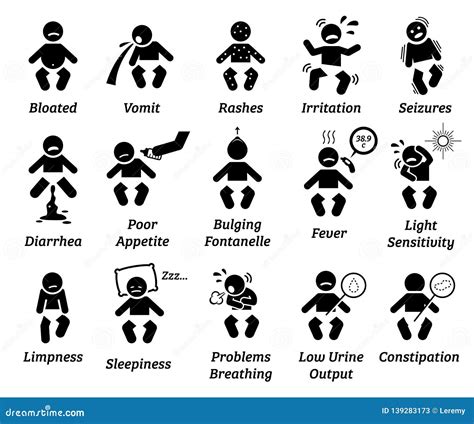 Baby Illness and Sickness Sign and Symptoms. Stock Vector ...