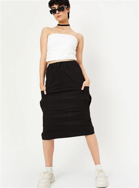 Buy Women Solid Midi Skirt with Pockets Online at just Rs. 799.0 ...