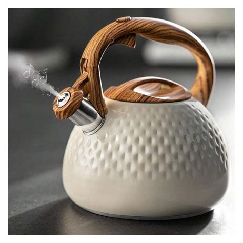 Tea Kettle, 2.7 Quart With Wood Pattern Handle Whistle Stainless Steel ...