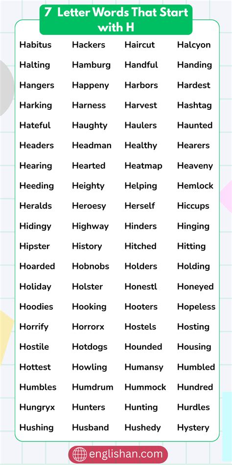 7 Letter Words That Start with H - Organized List