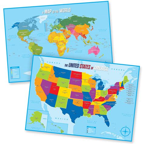 Buy World & USA Kids Wall s - 2 Large, Colorful & Laminated Learning ...