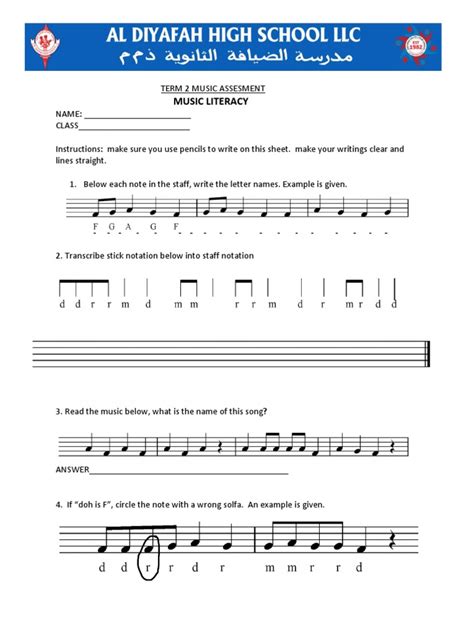 Image result for Musical Notes Test