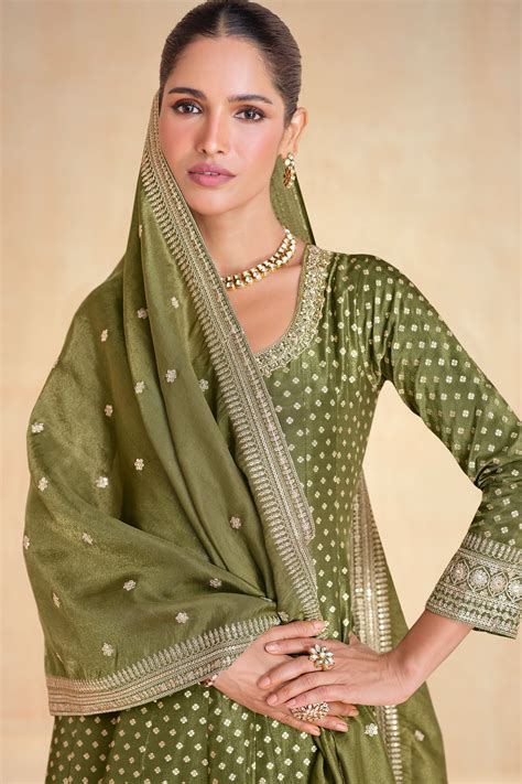 Buy Green Organza Silk Salwar Suit ss457 | Saree Buta