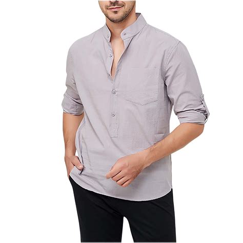 Mens Dress Shirts Classic Fit Long Sleeve Henleys Button Down Shirt ...