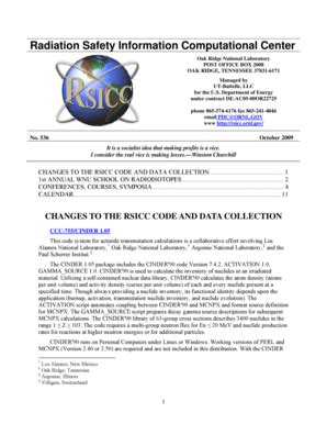 Fillable Online rsicc ornl October 2009 - Radiation Safety Information ...