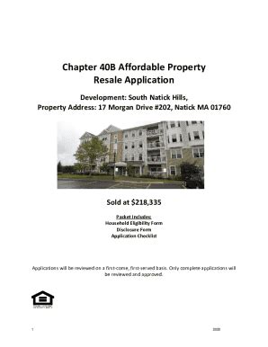Fillable Online Chapter 40B Affordable Property Resale Application ...