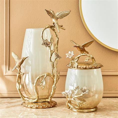 Buy Eternity Vivere Glass and Aluminium Decorative Bird Canister from ...