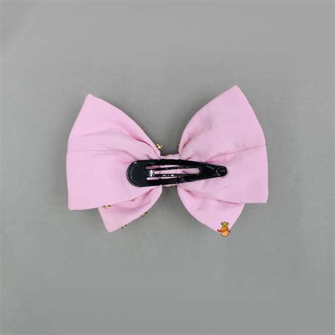 Light Pink Studded Double Bow Hair Clip
