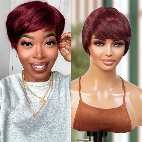 INSTANT FAB Layered Wavy Pixie Cut Human Hair Wig for Black India | Ubuy