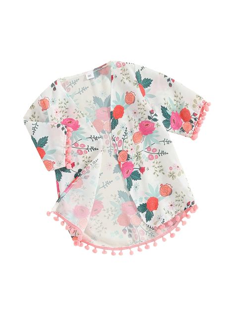 Suealasg Kids Toddler Girls Swimsuit Cover up Short Sleeve Open Front ...