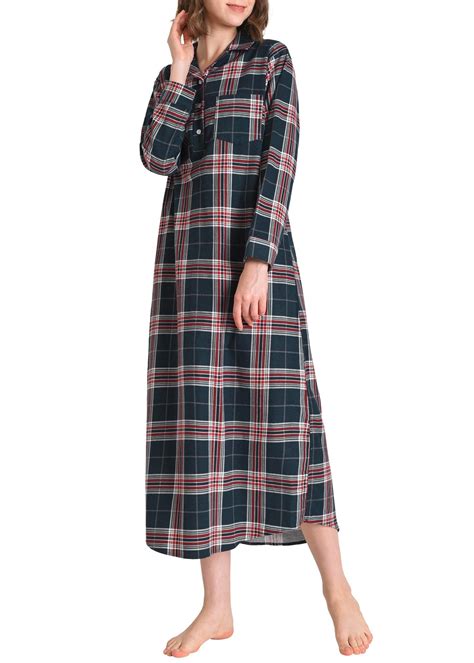 Women's Flannel Nightgown with Pockets Long Sleeves Full Length – Latuza