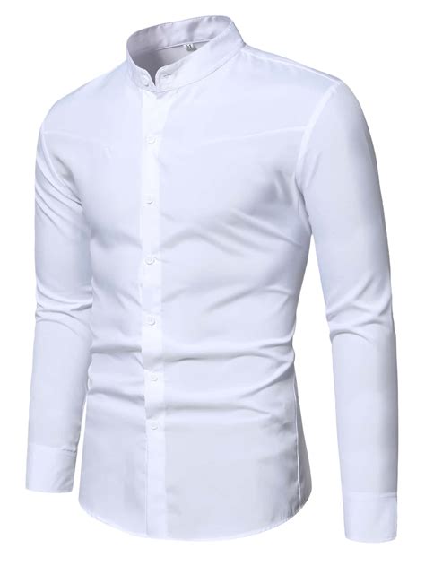 Men Mock Neck Button Up Shirt
