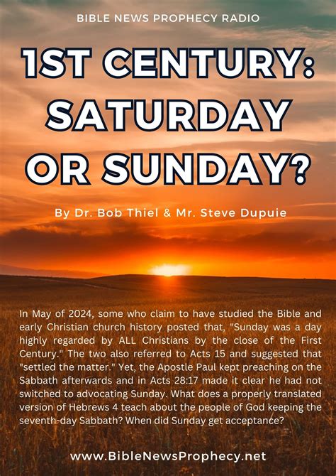 1st Century: Saturday or Sunday? — Bible News Prophecy Radio