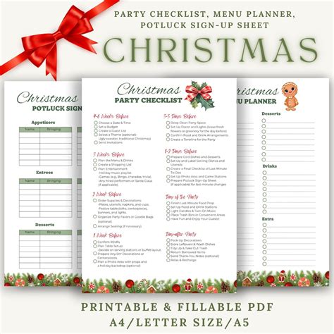 Printable Party Checklist, Menu Planner & Potluck Sign-up Sheet ...