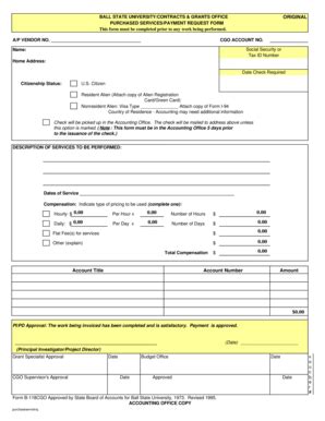Fillable Online Purchased Services Request Form - Ball State University ...