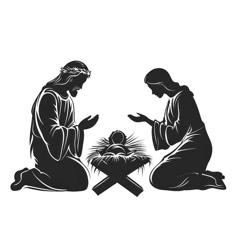 Christmas nativity scene of baby jesus in the manger with mary and ...