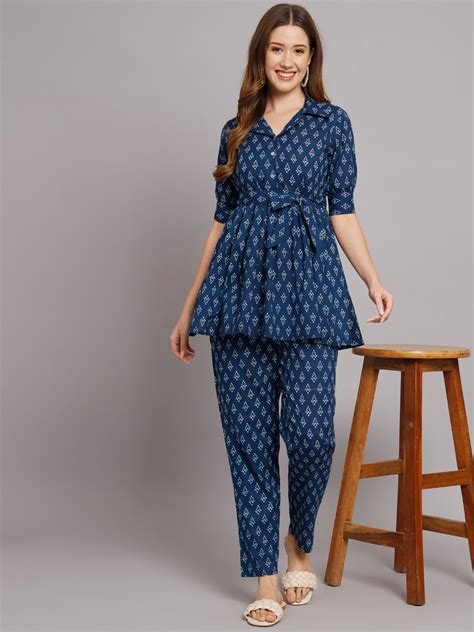 Indigo Booti Printed Cotton Co-Ord Set – COTNUF