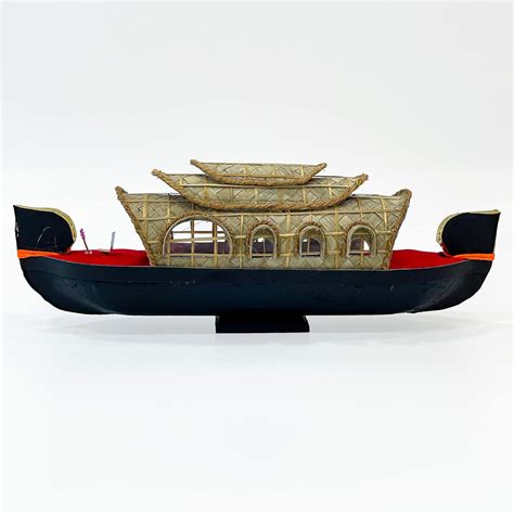 Angroos Traditional Wooden Kerala houseboat Miniature (H 4.75 x W 13 x ...