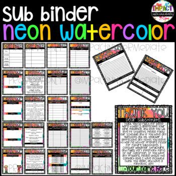 Editable Sub Binder Neon Watercolor Freebie by impact in intermediate