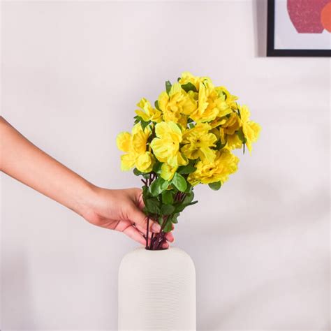 Camellia Flower Bouquet Yellow Set Of 2 Online - Premium Artificial ...