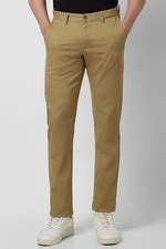 Buy Men Khaki Solid Slim Fit Trousers Online - 39857653 | Van Heusen