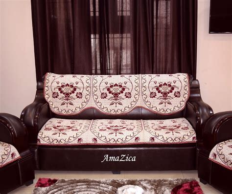 AmaZica 5 Seater Maroon Sofa Cover(3+1+1) : Amazon.in: Home & Kitchen