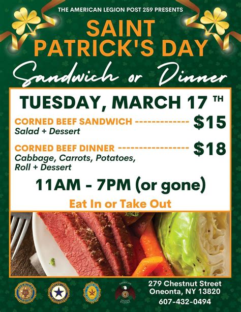 ?St. Patricks Day Sandwich or Dinner?, 279 Chestnut Street, Oneonta, NY ...